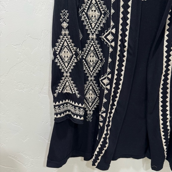 Johnny Was Tulia Embroidered Cardigan Open Front Women's Large Black Cream - Picture 5 of 15
